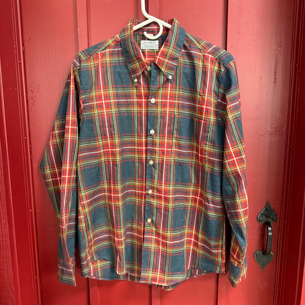 Vintage Plaid Men's Shirt - Red and Green